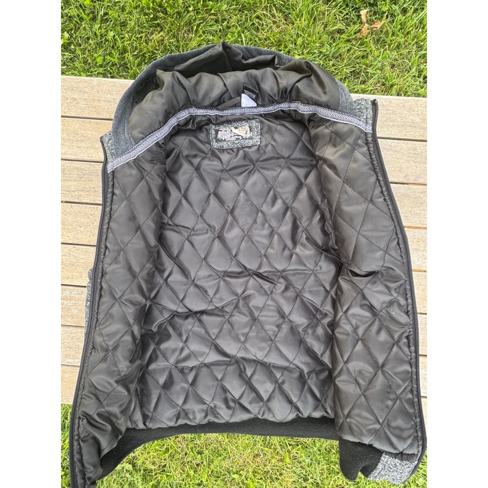 First Wave Boys Gray Marl Hooded Puffer Vest Quilted Full Zip Size 18/20 XL - Picture 4 of 8